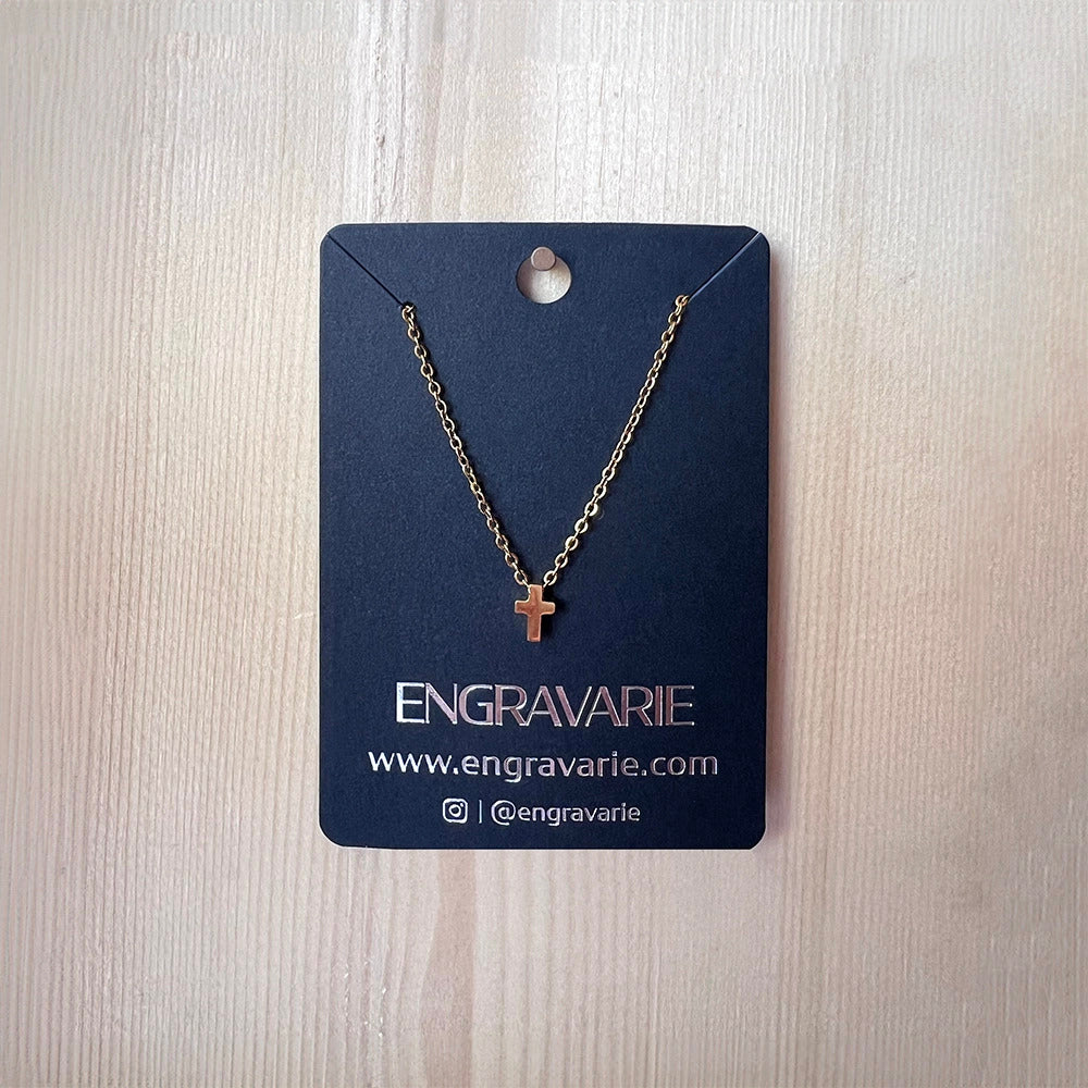 Engravarie -5mm Cross gold necklace